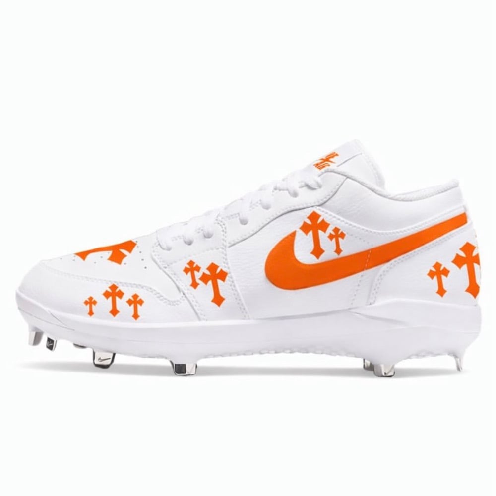 Men’s Air Jordan 1 Low “CHROME” Cleats Orange