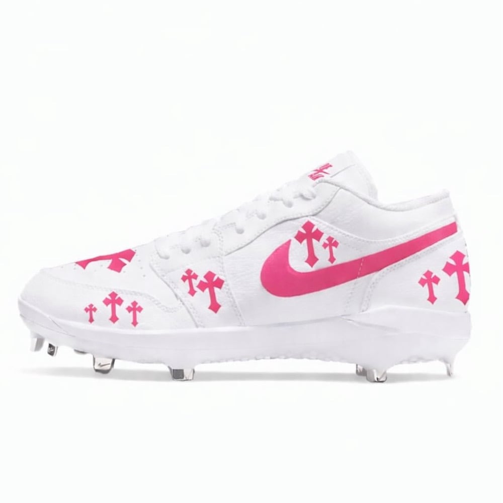 Men’s Air Jordan 1 Low “CHROME” Cleats Pink